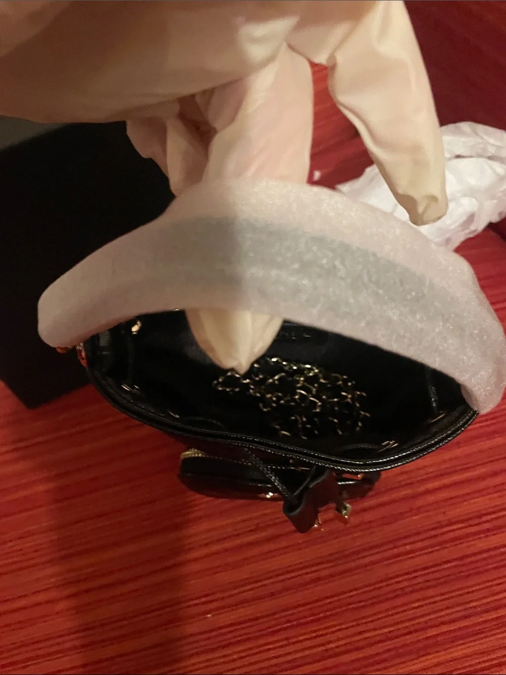 Make up Black Quilted Bucket Bag with Gold Hardware
